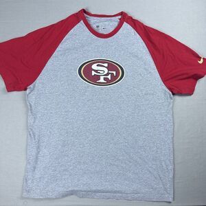 San Francisco 49ers Shirt Mens 2XL Gray Colorblock Ragland Football Team Apparel